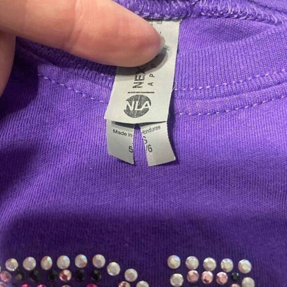 Girls love Vegas sparkly purple short sleeve tee shirt size small 5/6 - Picture 4 of 6